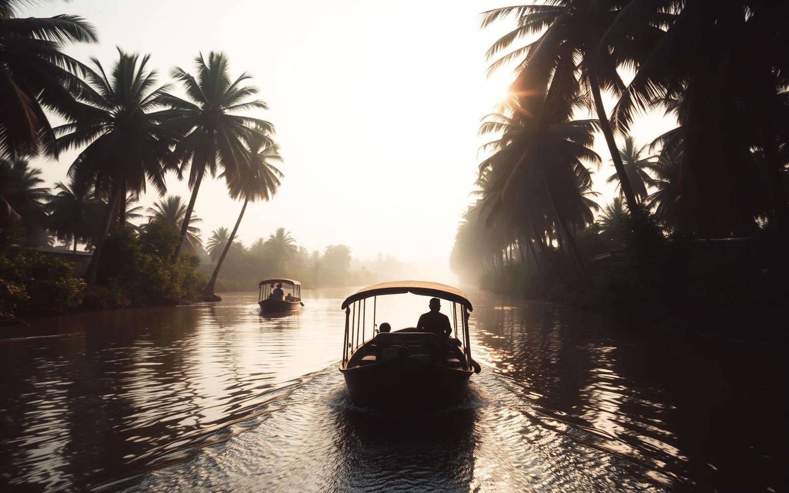 Backwaters of Kerala at dawn